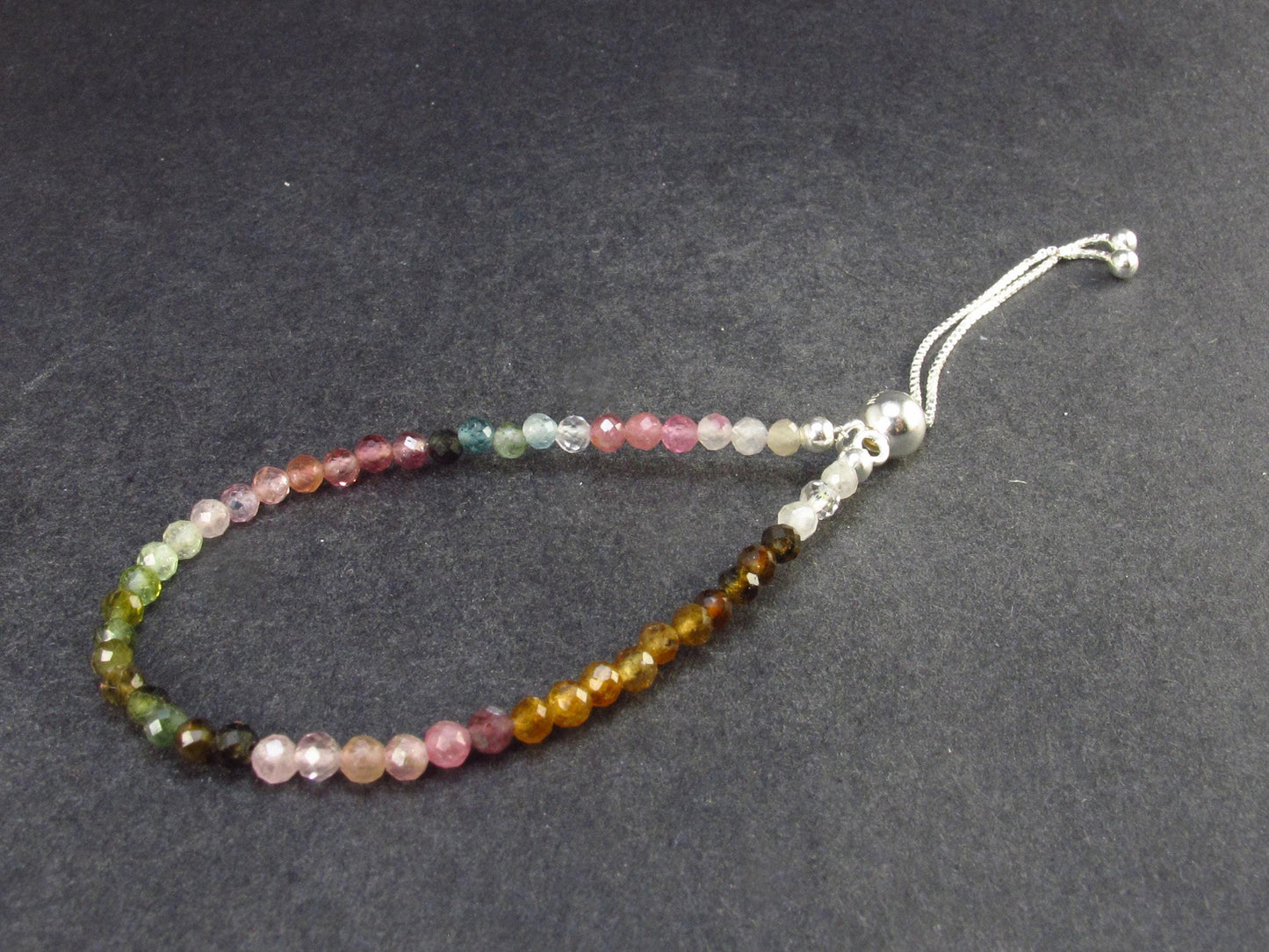 Watermelon Tourmaline Silver Bracelet From Brazil - Size Adjustable - 2.84 Grams