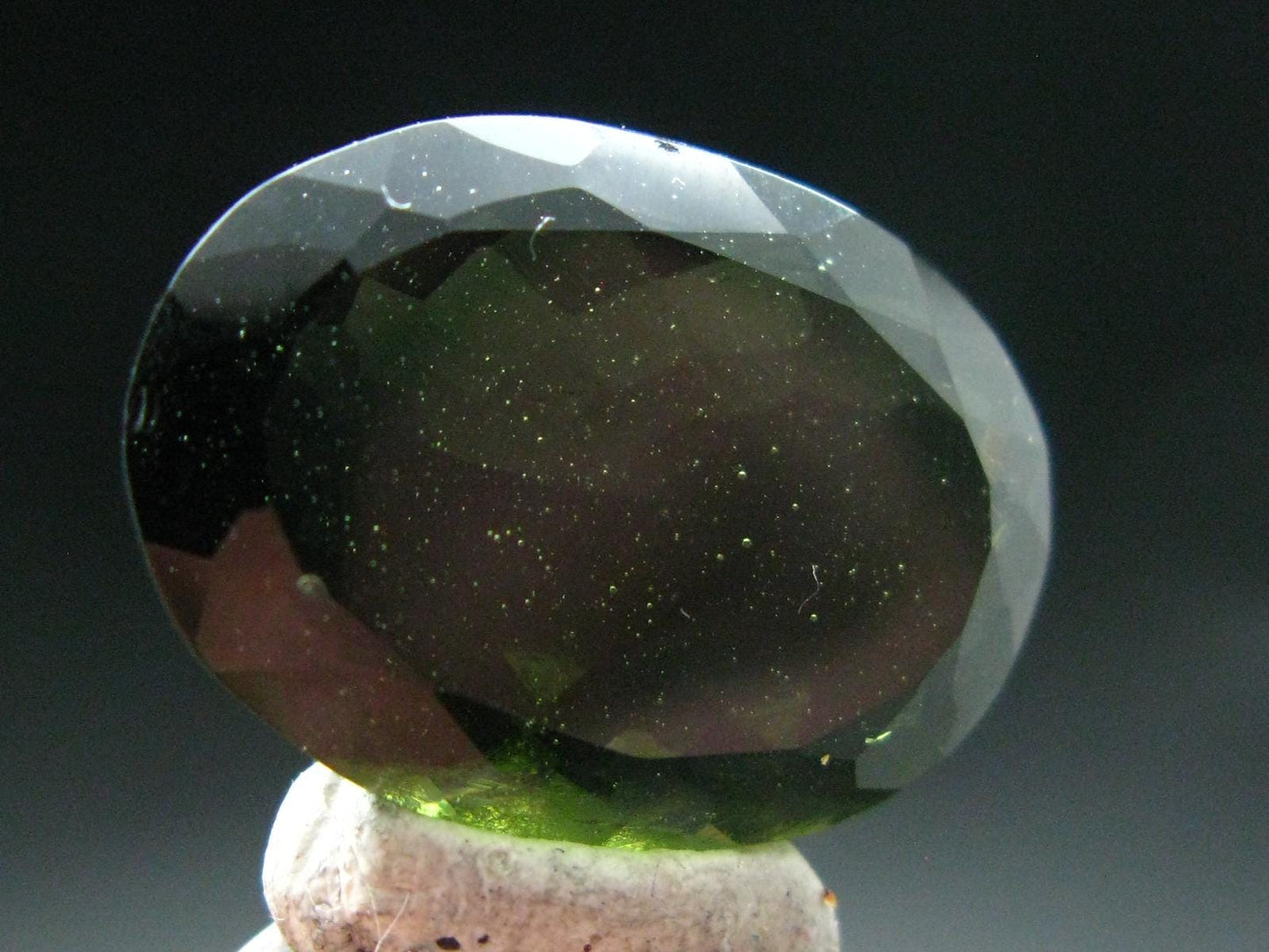 Moldavite Tektite Gem Cut Facetted Stone from Czech Republic - 19.50 Carats - 23x17mm