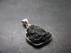 Tibetan Black Tektite Silver Pendant From Tibet - 1.2" - 4.72 Grams