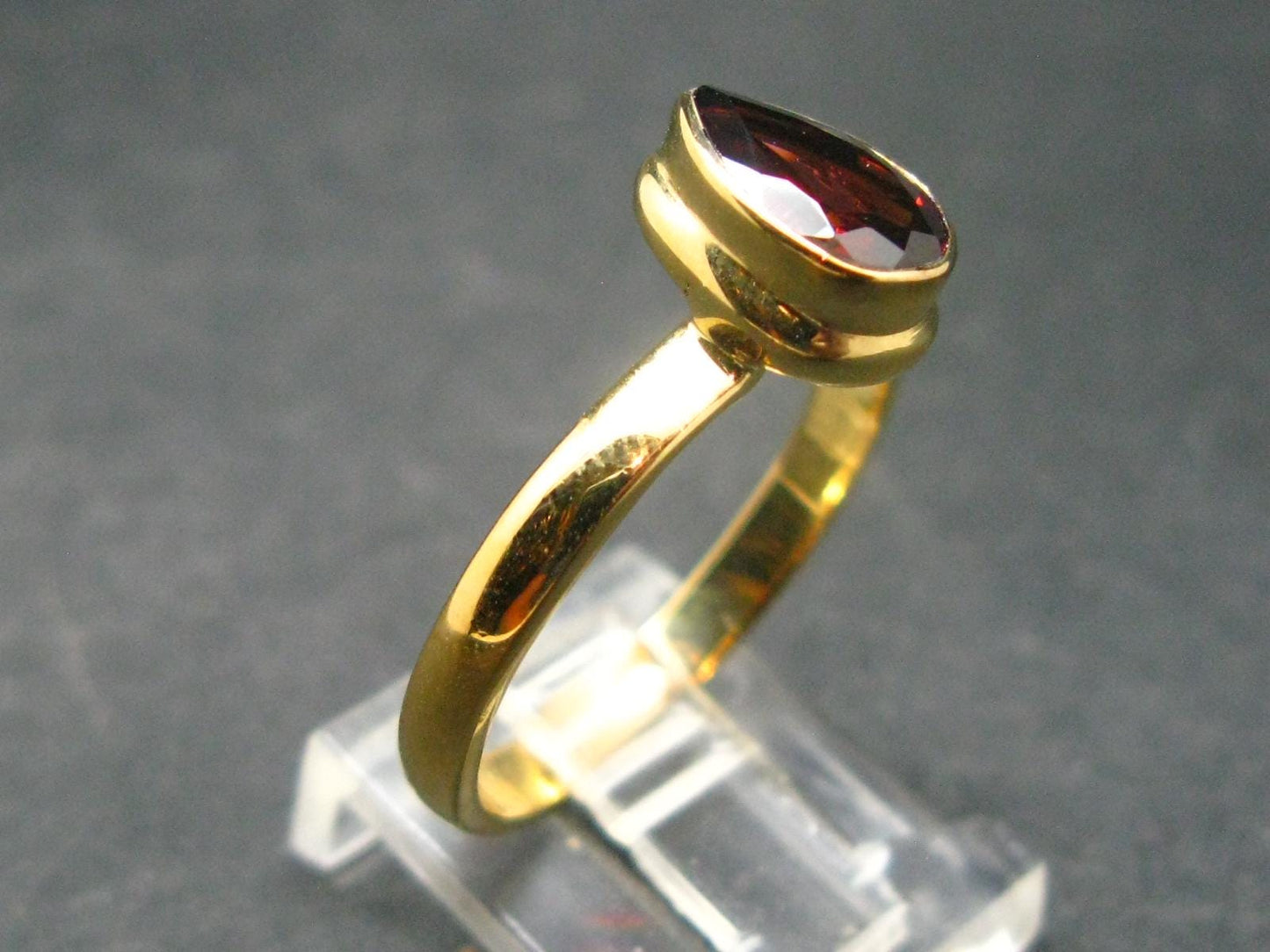 Red Garnet Gold Plated Sterling Silver Ring - Size 10 - 3.38 Grams
