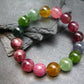 AAA Grade Gem Watermelon Bicolor Tourmaline Genuine Bracelet ~ 7.5 Inches ~ 13mm Round Beads