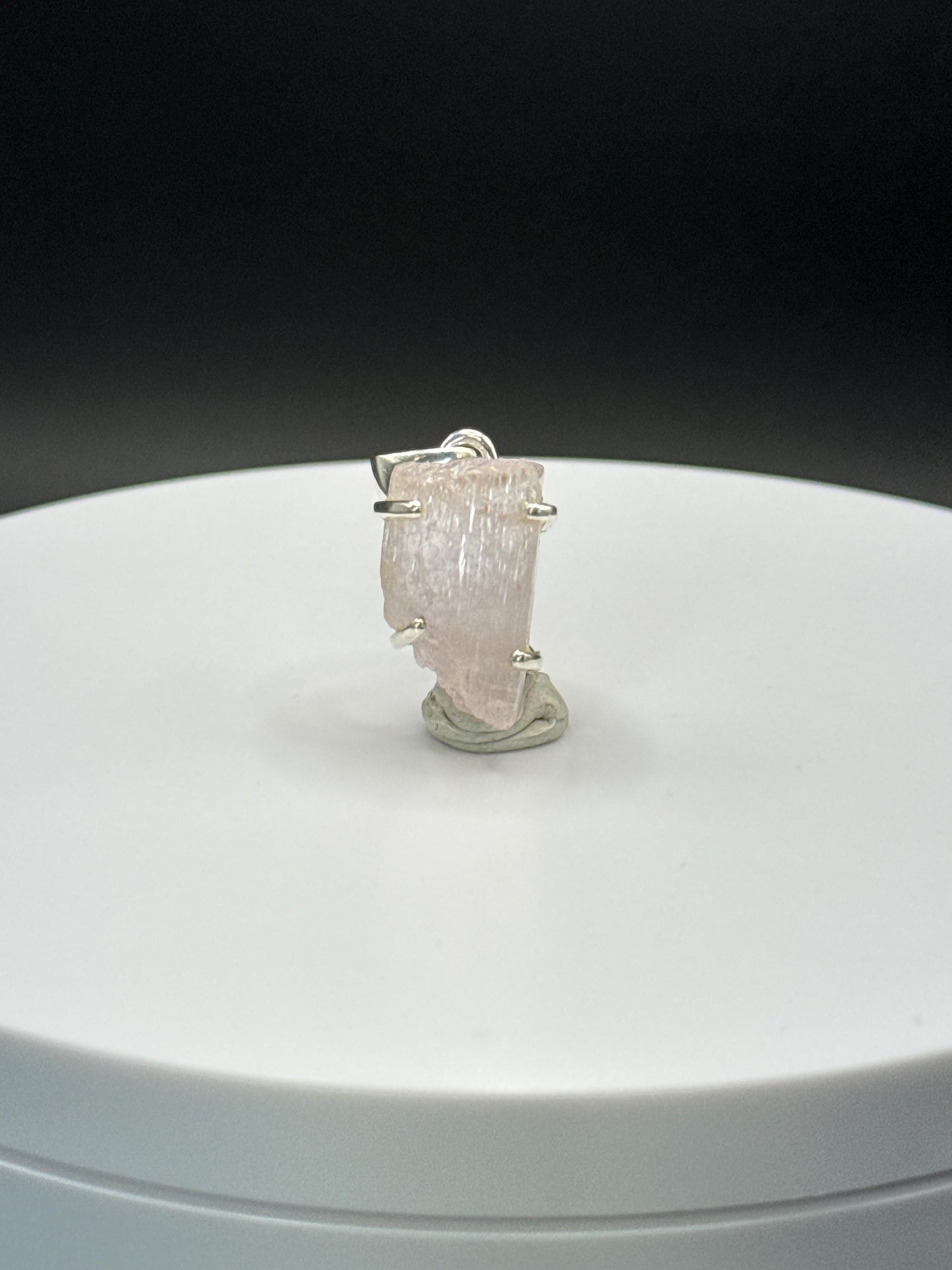 Raw Pink Stone Charm | Natural Crystal Silver Drop