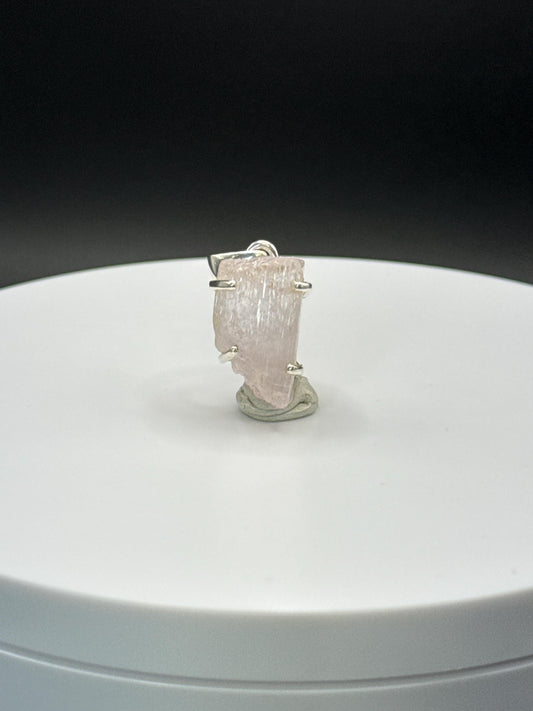 Raw Pink Stone Charm | Natural Crystal Silver Drop