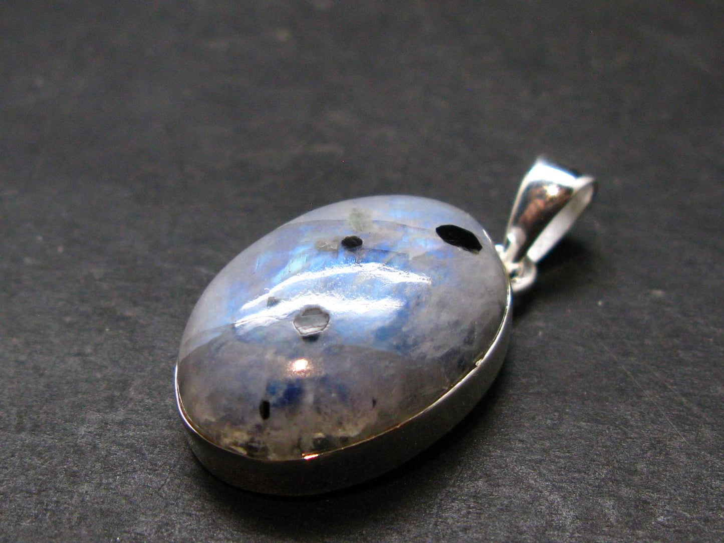 Natural Glow From Inside Moonstone Silver Plated Pendant - 1.2" - 5.77 Grams