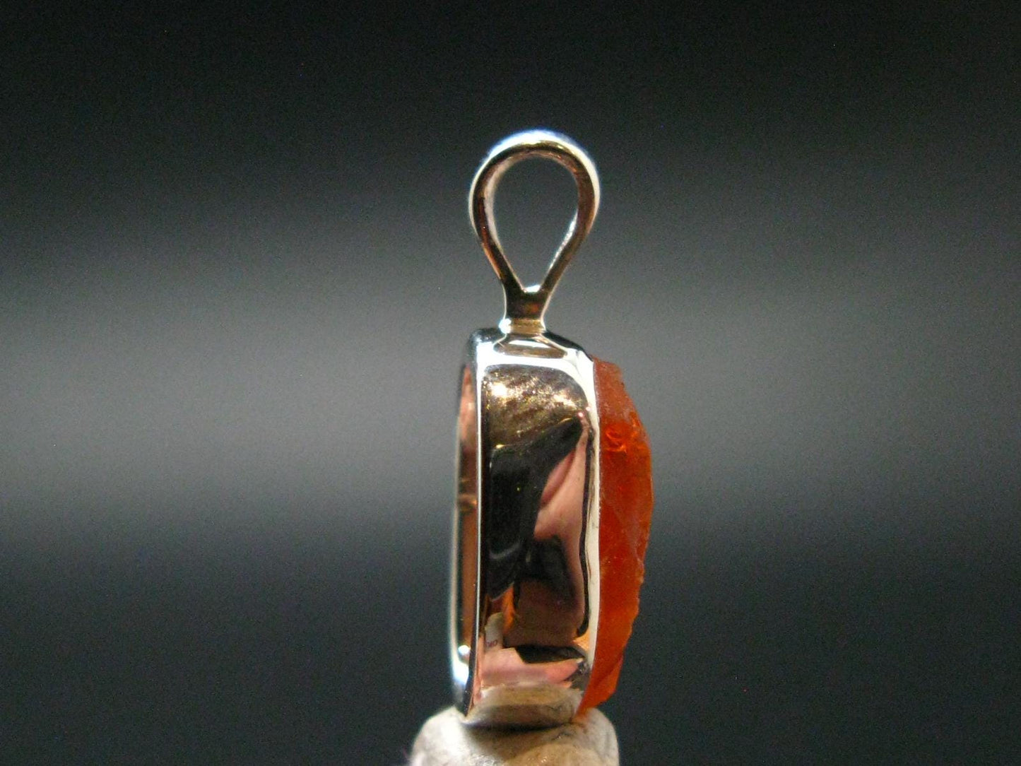 Raw Fire Opal Sterling Silver Pendant From Mexico - 0.7" - 1.06 Grams