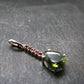 Moldavite Tektite & Red Garnet Silver Pendant from Czech Republic - 1.2"