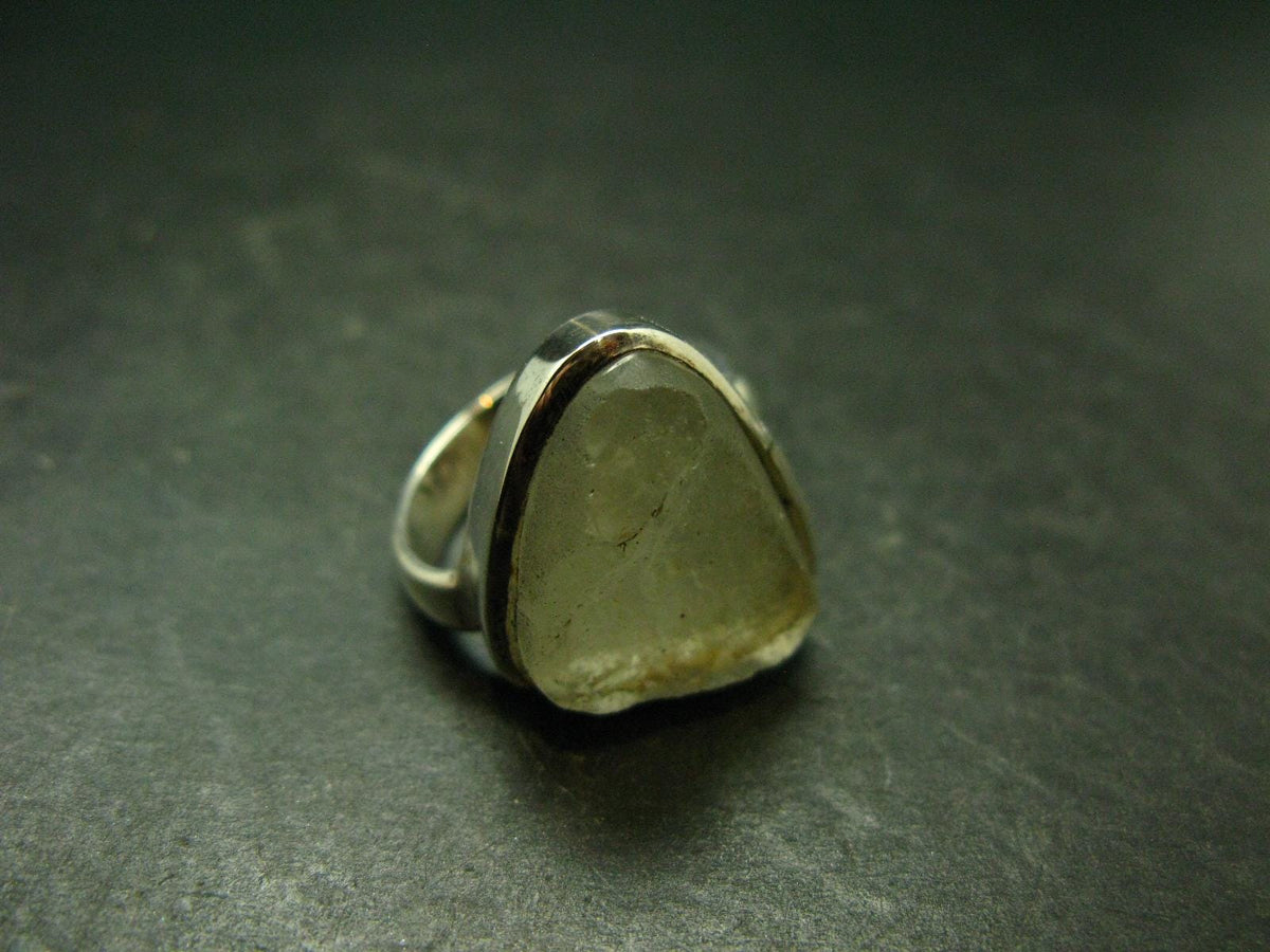 Natural Gem Raw Libyan Desert Glass Tektite Sterling Silver Ring from Libya - Size 7 - 10.19 Grams