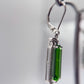 Green Helenite Emerald Cut Earrings – Halo Sterling Silver Dangle Earrings