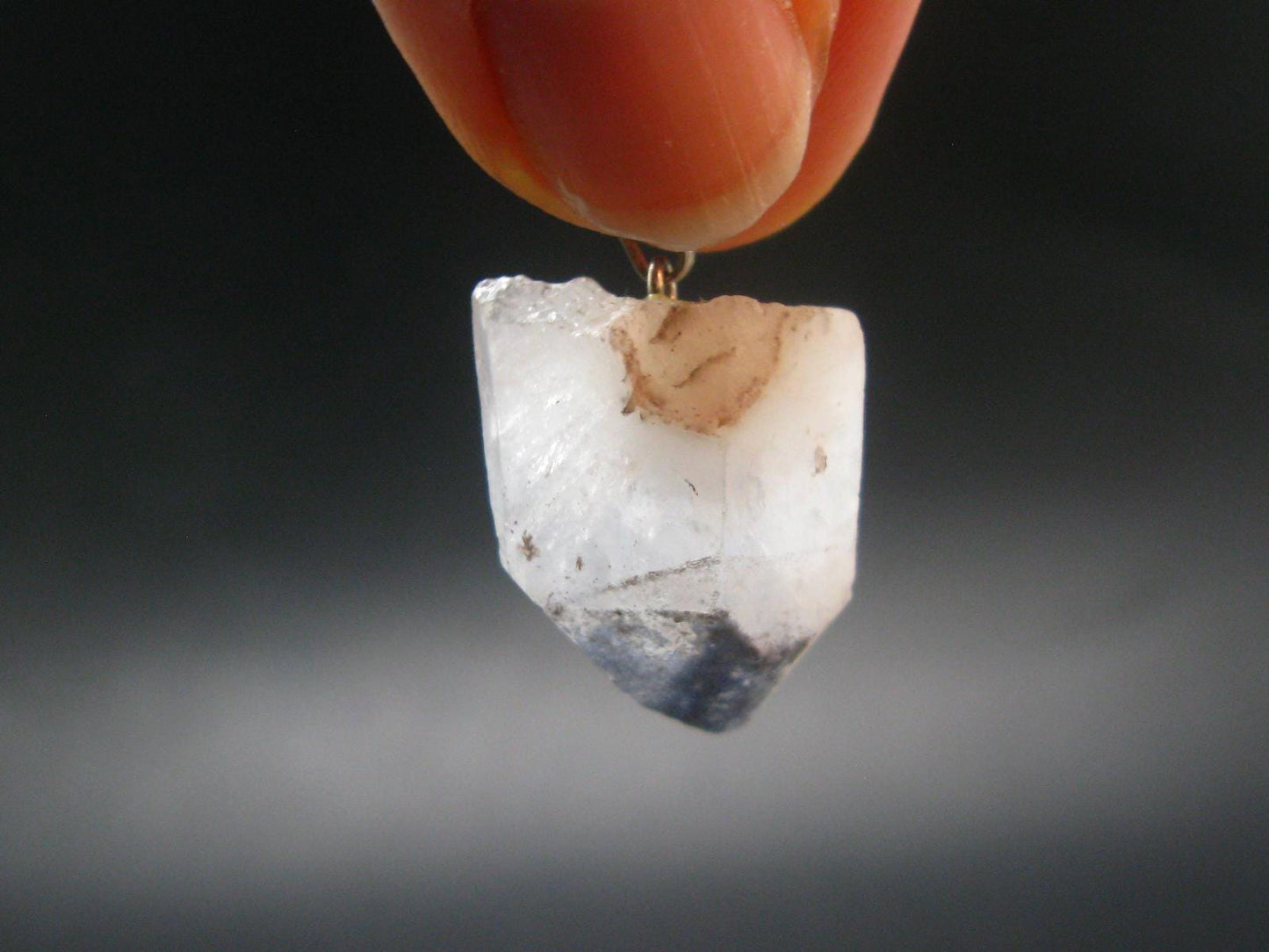 Dumortierite In Terminated Quartz Crystal Silver Pendant From Brazil - 1.1" - 5.90 Grams