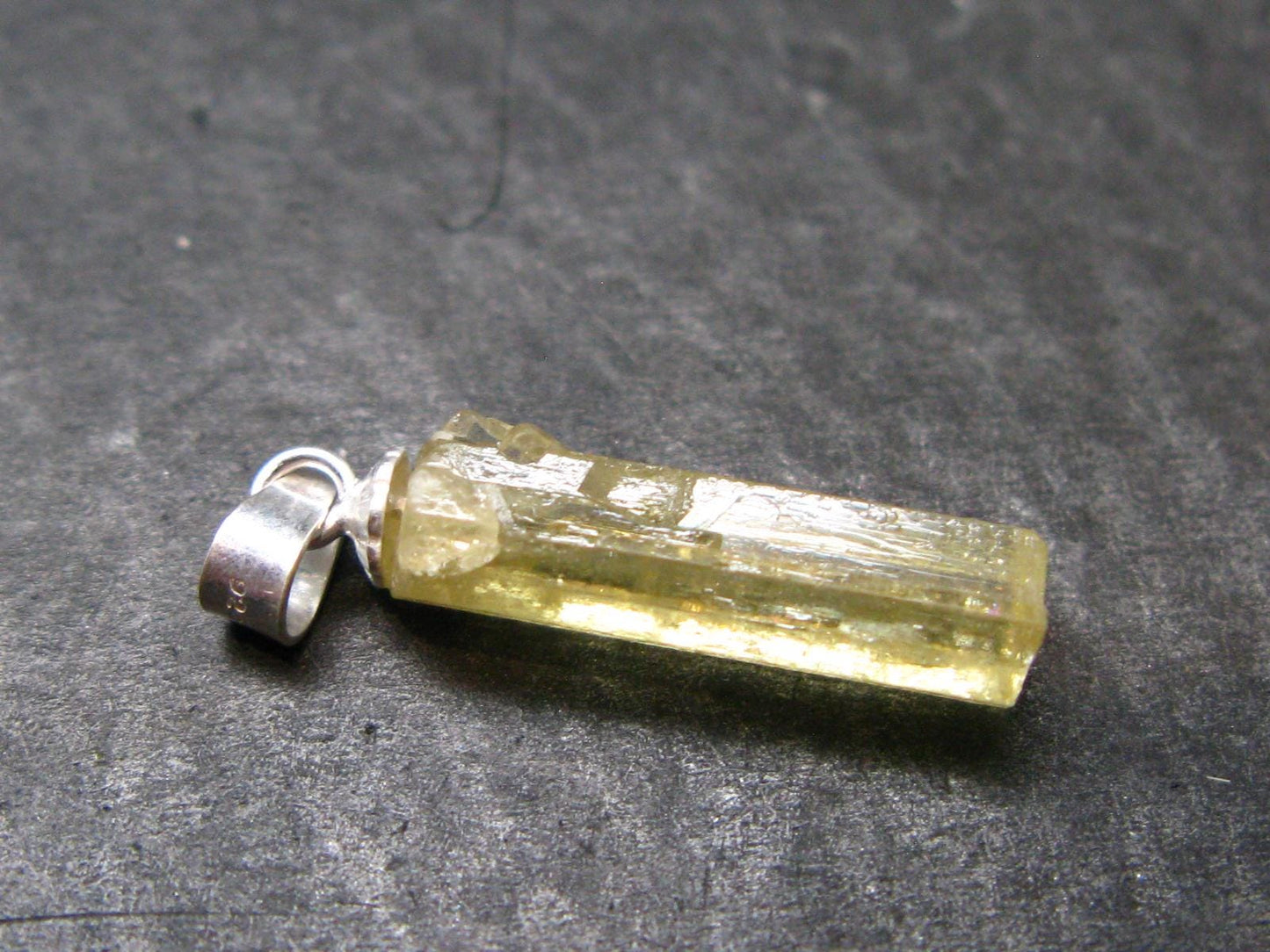 Gem Heliodor Golden Beryl Silver Pendant From Tajikistan - 4.75 Carats - 1.0"