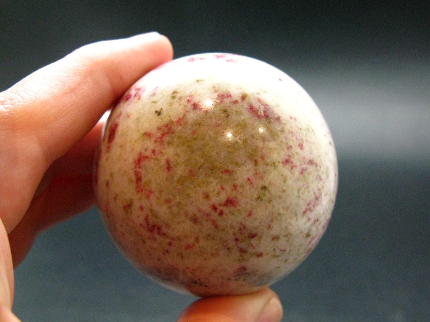 Large Cinnabar in Quartz Sphere from Peru - 161.76 Grams - 1.9"