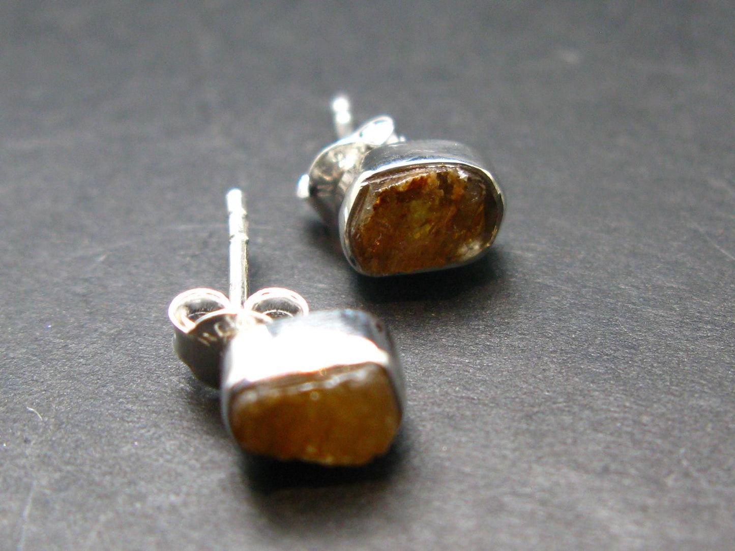 Herderite Stud Earrings Sterling Silver From Brazil - 1.35 Grams