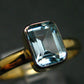 Natural Blue Topaz Sterling Silver Gold Plated Ring - 3.51 Grams - Size 11