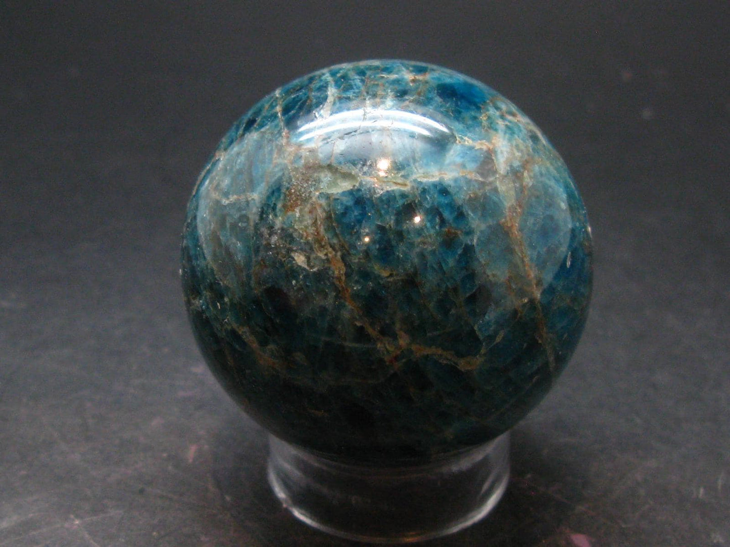 Large neon blue Apatite sphere from Madagascar- 212.68 - 1.9"