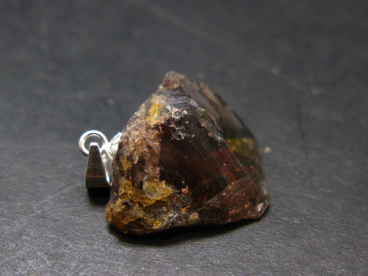 Rare Axinite Crystal Silver Pendant From Russia - 0.9" - 3.33 Grams