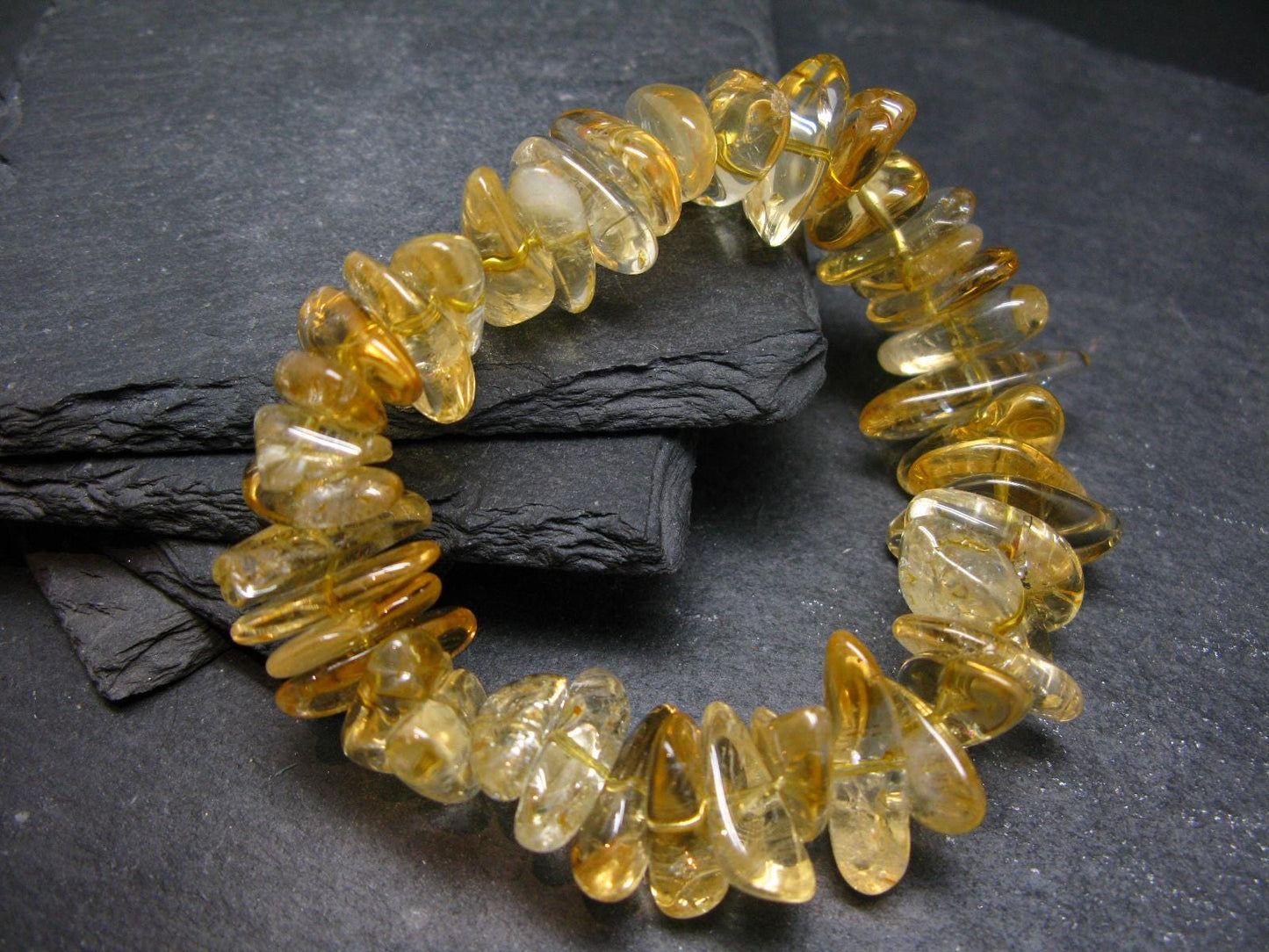 Citrine Genuine Bracelet ~ 7 Inches ~ 18mm Tumbled Beads