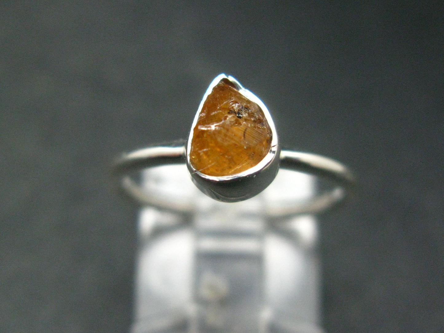 Spessartine Garnet Silver Ring From Tanzania - Size 6 - 1.88 Grams