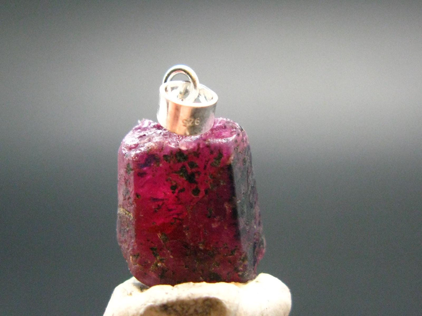 Ruby CrystalSilver Pendant from Winza Tanzania - 0.7" - 2.26 Grams