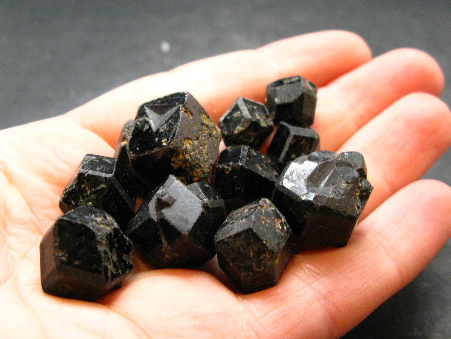 lot of 10 Black Melanite Andradite Garnet Crystals From Mali - 42.80 Grams