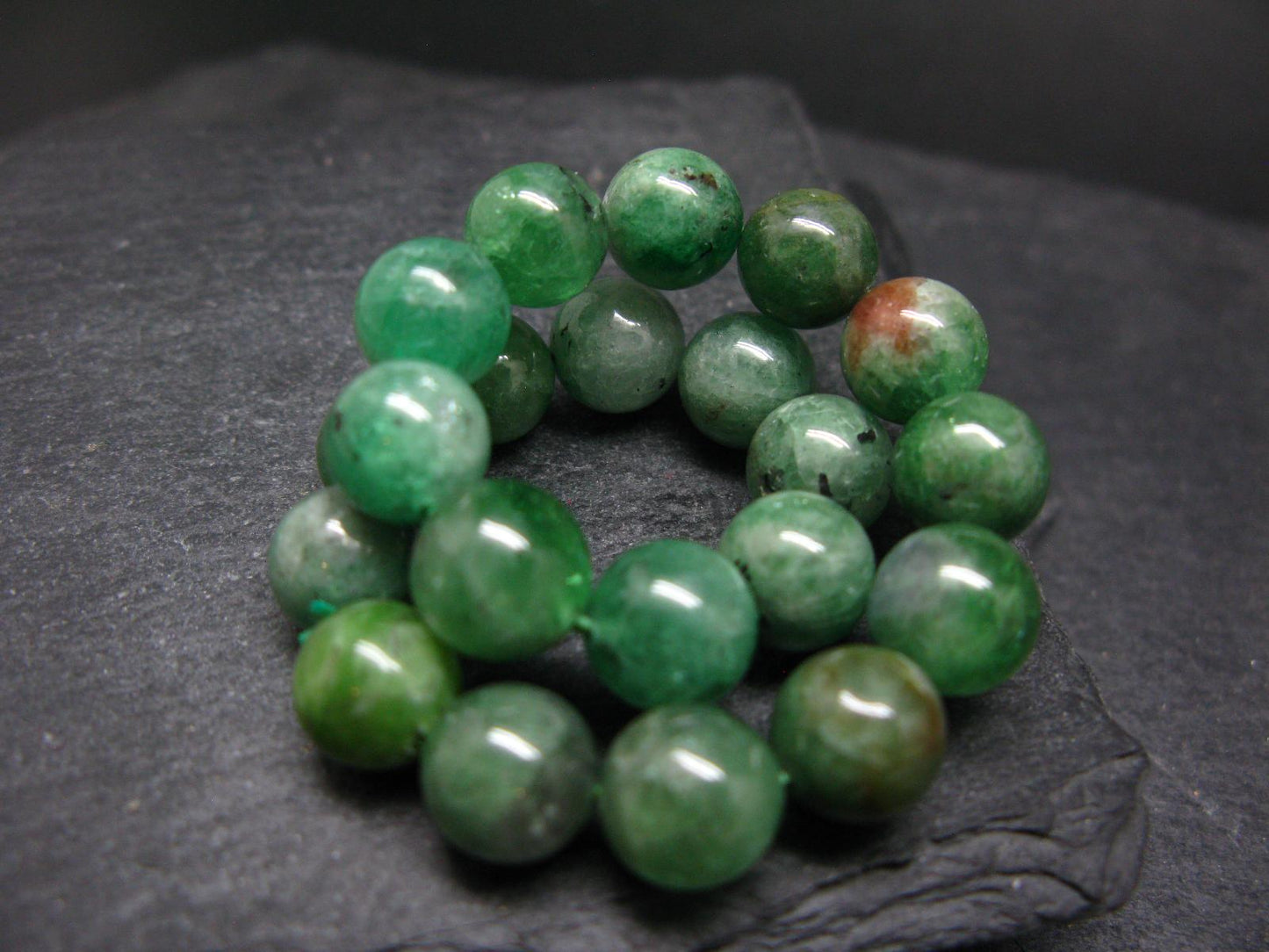 Green Garnet Tsavorite Genuine Bracelet ~ 7 Inches ~ 10mm Round Beads