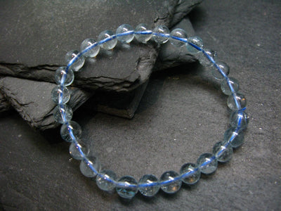 Blue Topaz Genuine Bracelet ~ 7 Inches ~ 7mm Round Beads