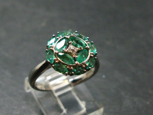 Emerald Faceted Silver Ring from Colombia - 3.40 Grams Total - Size 7
