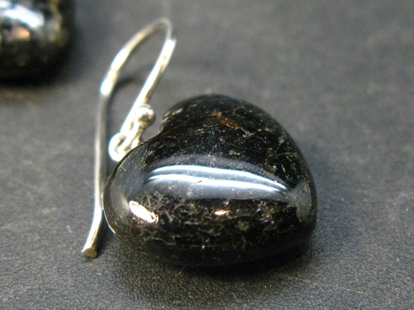 Very Rare Sterling Silver Nuumite Nuummite Earrings From Greenland
