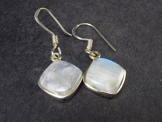Cabochon Natural Moonstone 925 Sterling Silver Drop Earrings - 1.2" - 3.0 Grams