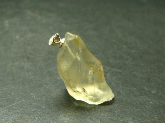 Gem Libyan Desert Glass Tektite Pendant Sterling Silver from Libya - 1.3" - 5.38 Grams