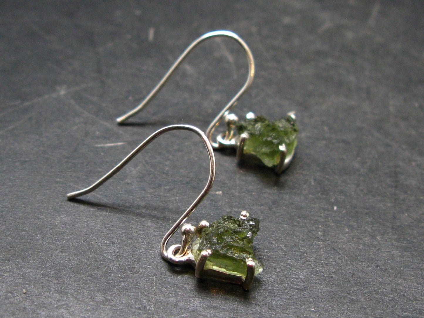 Moldavite Tektite Silver Earrings from Czech Republic - 2.05 Grams