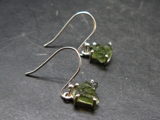 Moldavite Tektite Silver Earrings from Czech Republic - 2.05 Grams