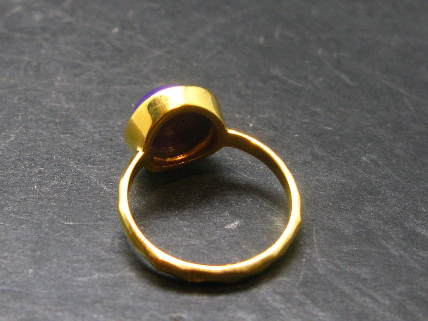 Sugilite Silver Gold Plated Ring From South Africa - 3.73 Grams - Size 8.25