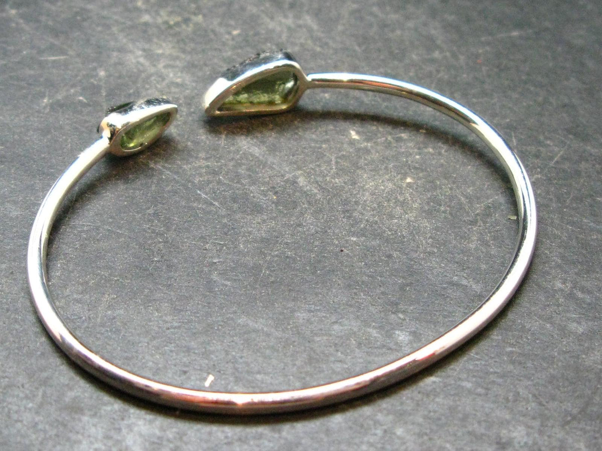 Moldavite Sterling Silver Twister Bracelet - 4.35 Grams - Size Adjustable