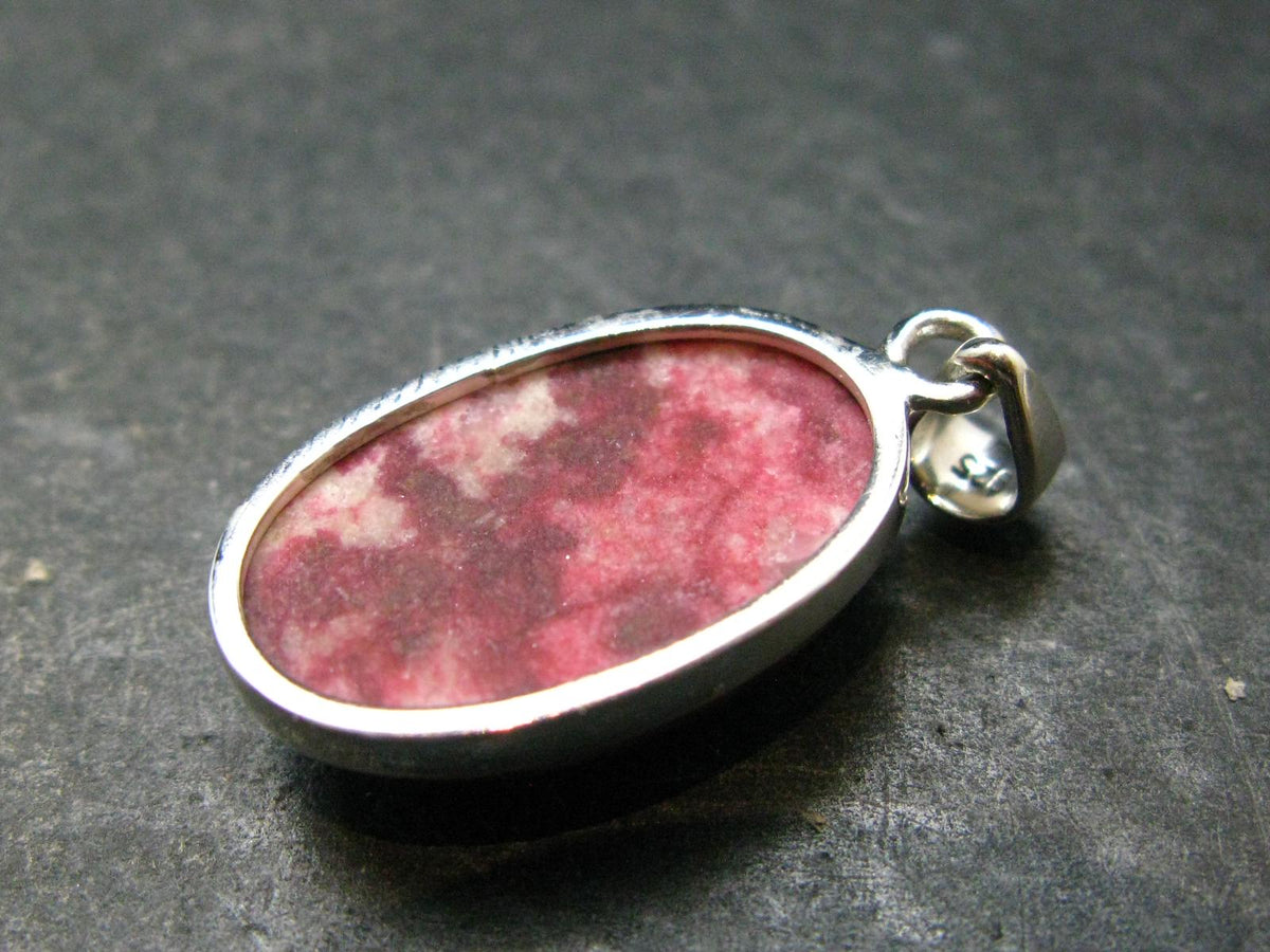 Thulite Silver Plated Pendant From Norway - 1.2" - 5.0 Grams