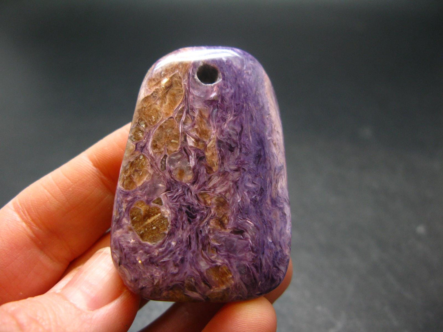 Rare High-Quality Charoite Metal Free Pendant From Russia - 2.0" - 26.92 Grams