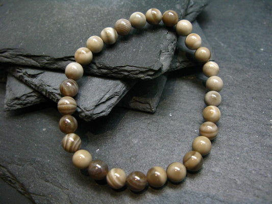 Flint Genuine Bracelet ~ 7 Inches ~ 6mm Round Beads