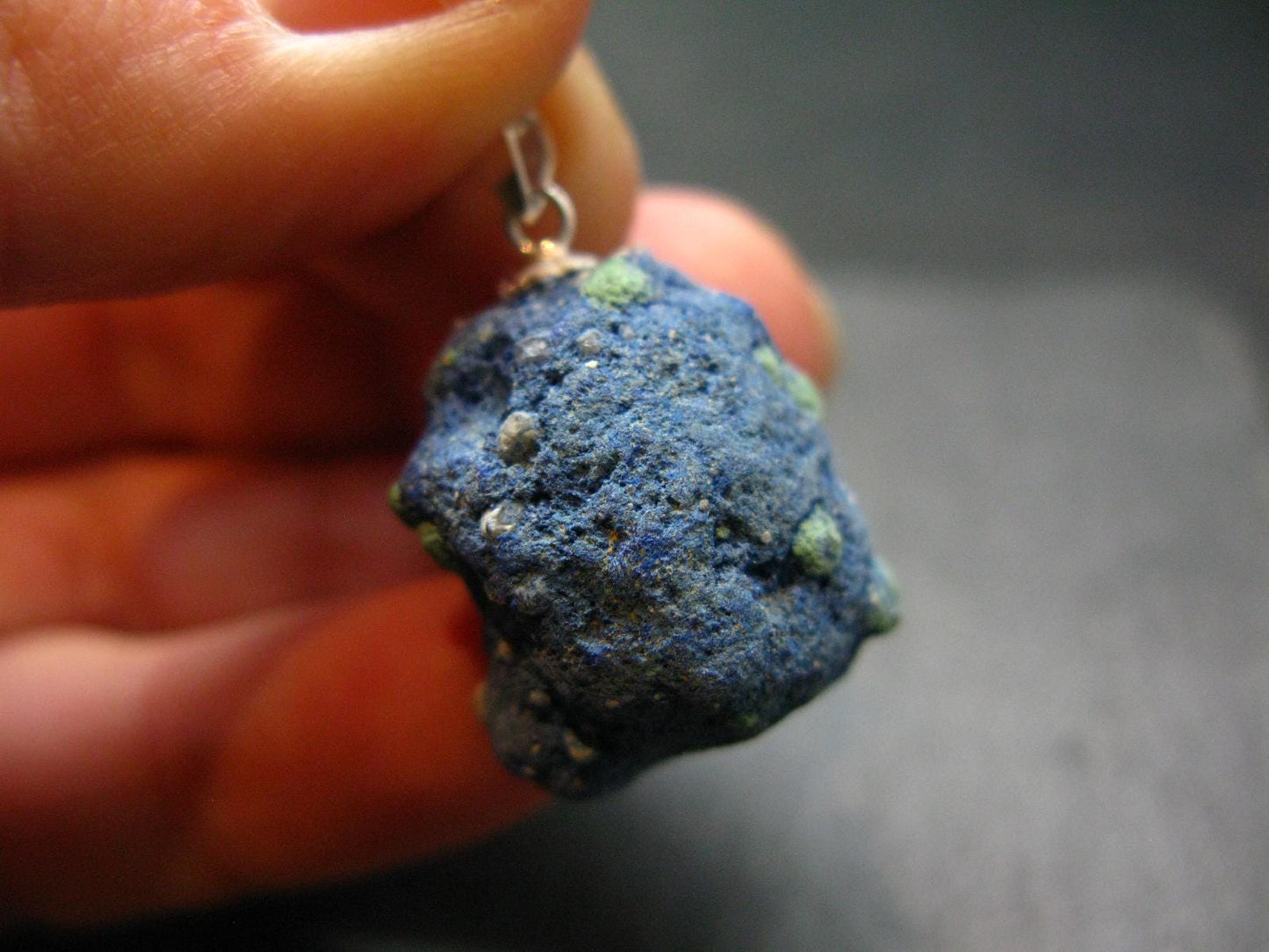 Azurite Nodule Crystal Sterling Silver Pendant from Russia - 1.1" - 8.67 Grams