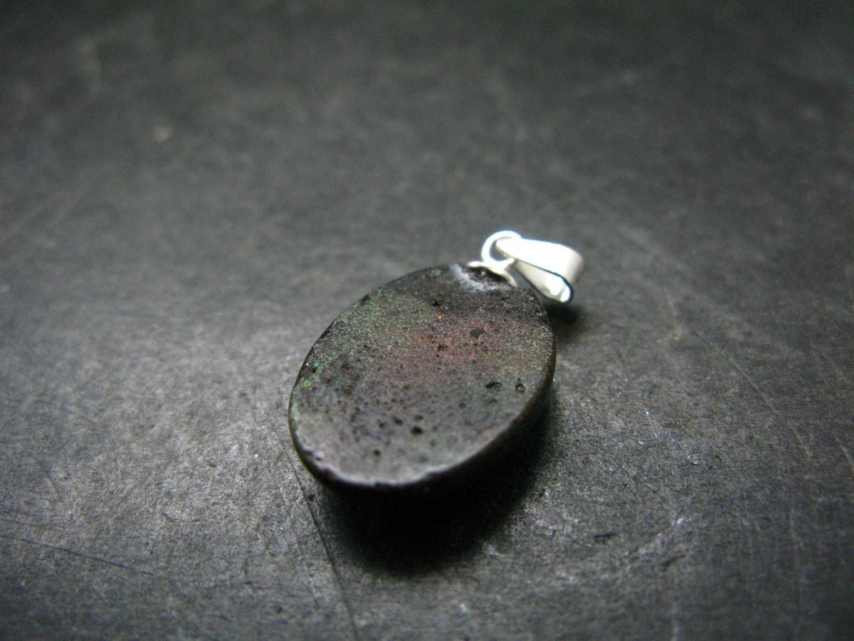 Rare Black Opal Sterling Silver Pendant From Australia - 0.9" - 1.77 Grams