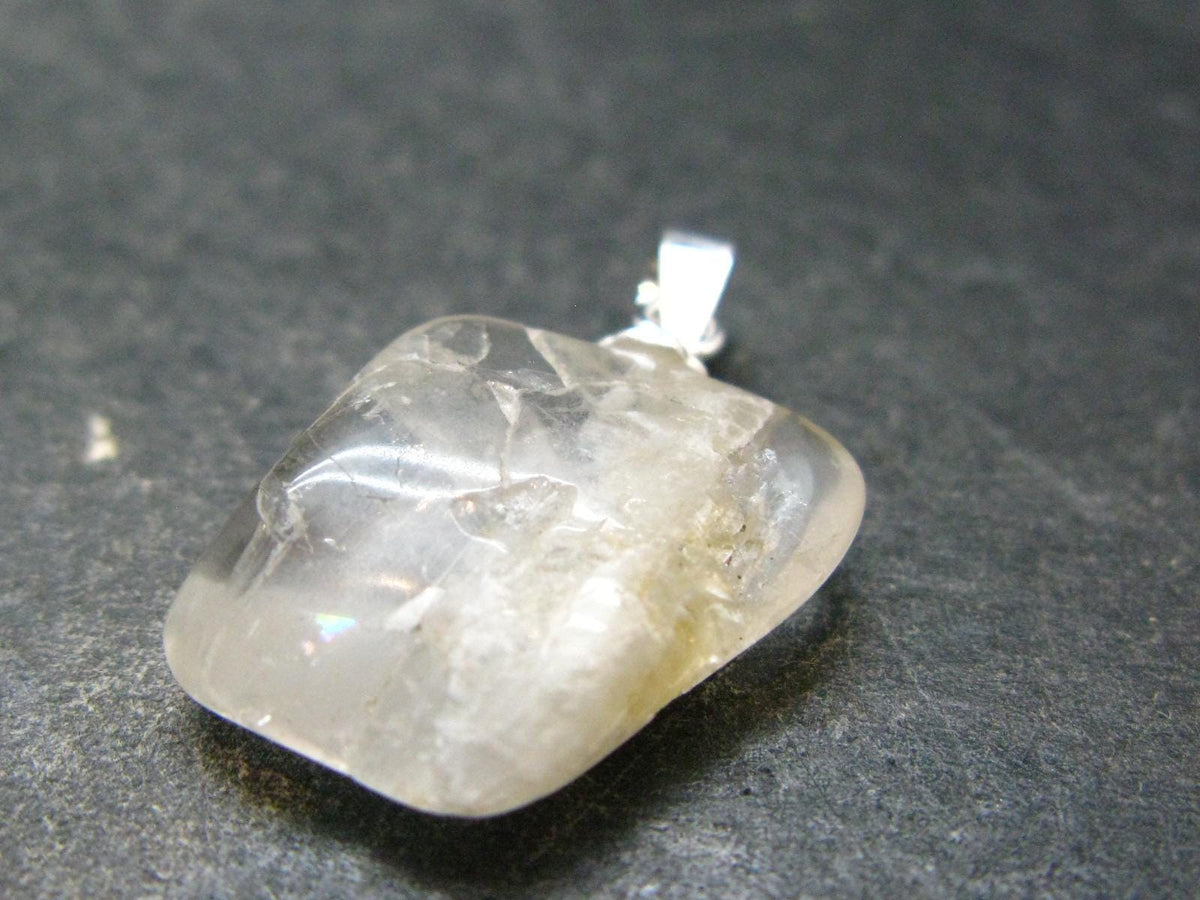Clear Petalite Crystal Silver Pendant from Brazil - 0.9" - 2.19 Grams