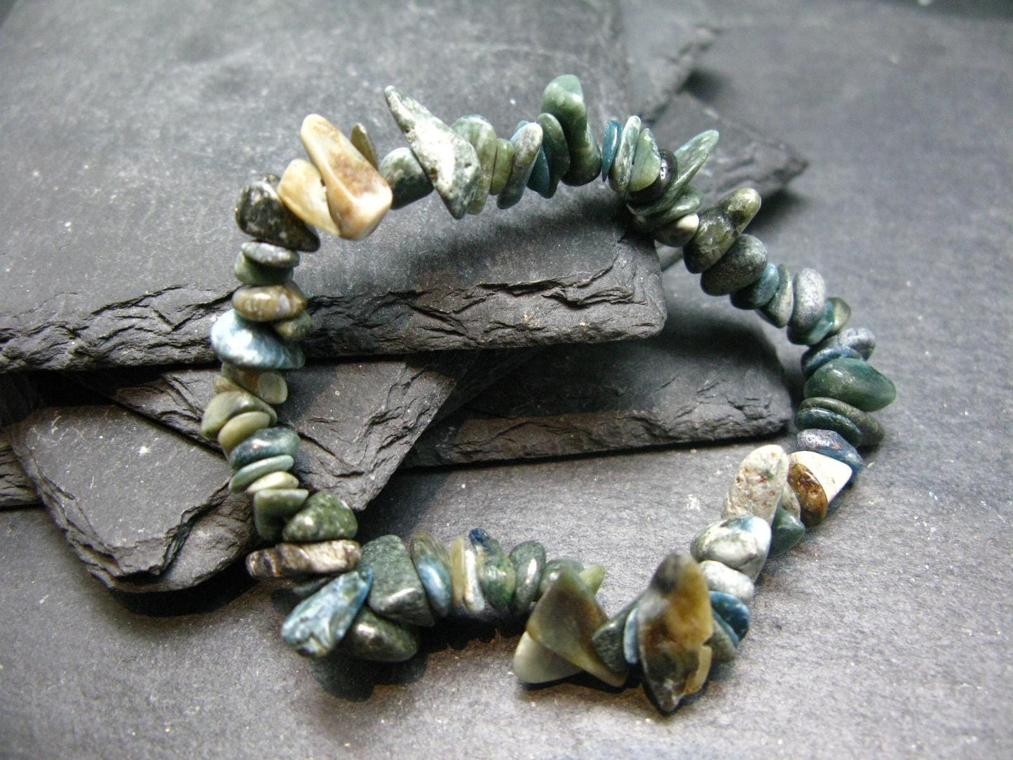 Dianite (Blue Jade) Genuine Bracelet ~ 7 Inches ~ 8mm Tumbled Beads