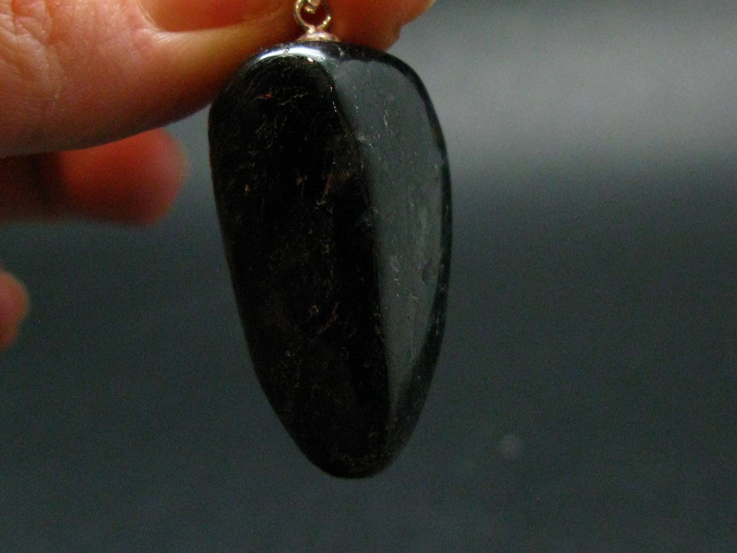 Very Rare Sterling Silver Nuumite Nuummite Pendant From Greenland - 1.6" - 12.22 Grams