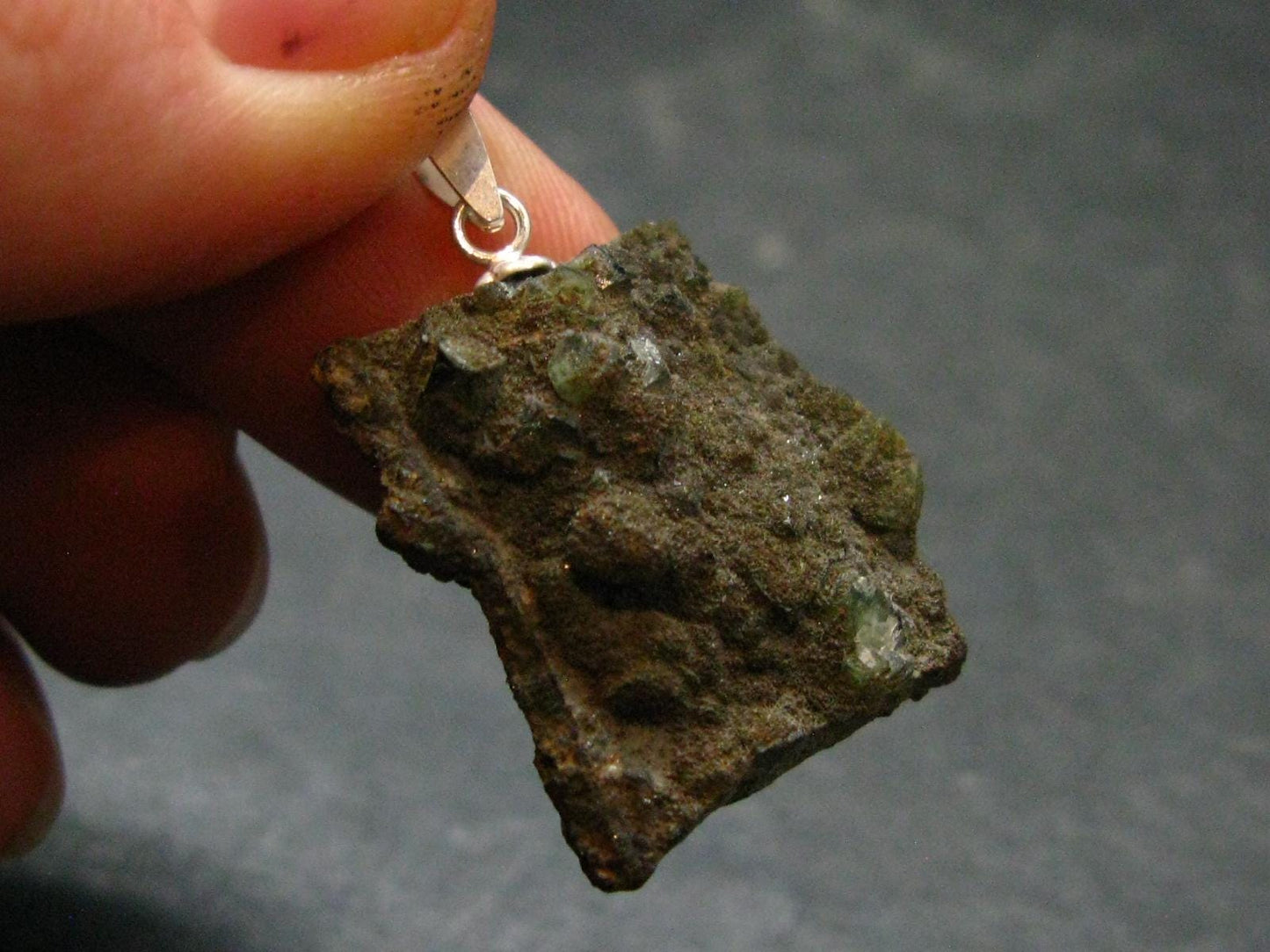 Ludlamite Cluster Silver Pendant From Bolivia - 1.1" - 3.80 Grams