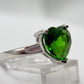 Green Helenite Heart Ring – Sterling Silver Romantic Gemstone Statement Ring