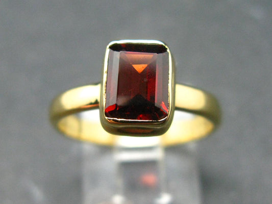 Red Garnet Gold Plated Sterling Silver Ring - Size 8 - 3.28 Grams