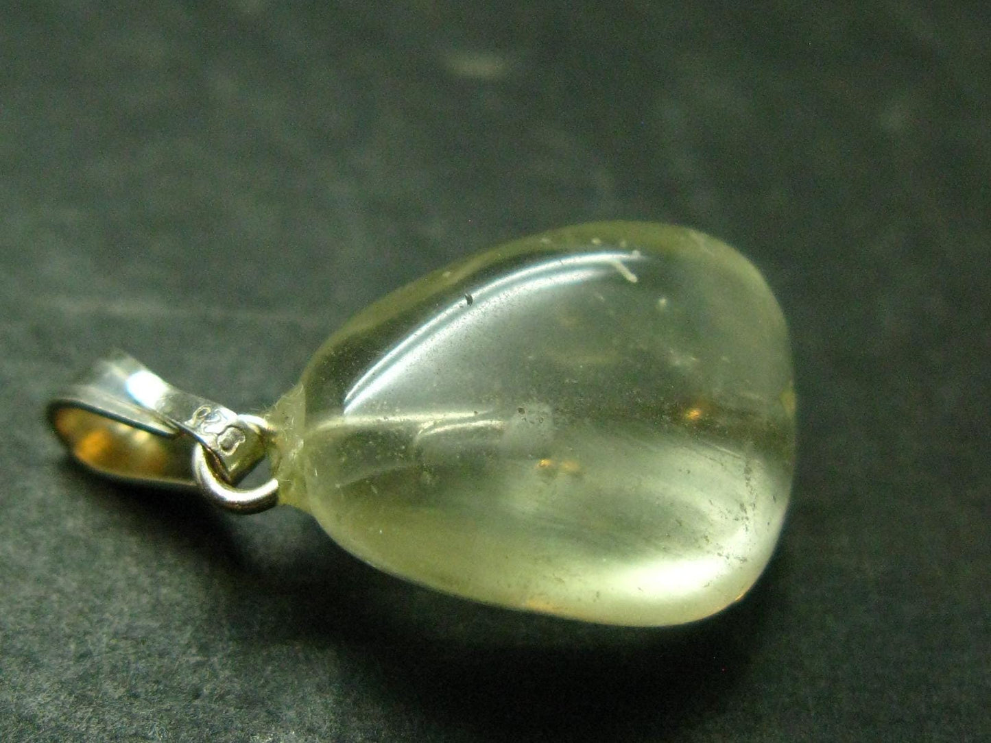 Gem Libyan Desert Glass Tektite Pendant Sterling Silver from Libya - 0.9" - 1.7 Grams