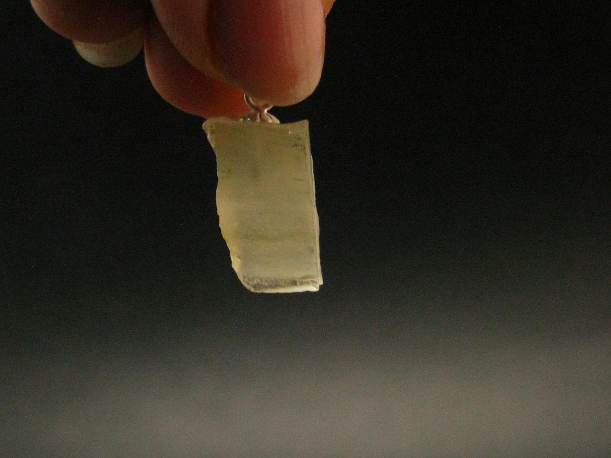 Gem Libyan Desert Glass Tektite Pendant Sterling Silver from Libya - 0.9" - 1.91 Grams
