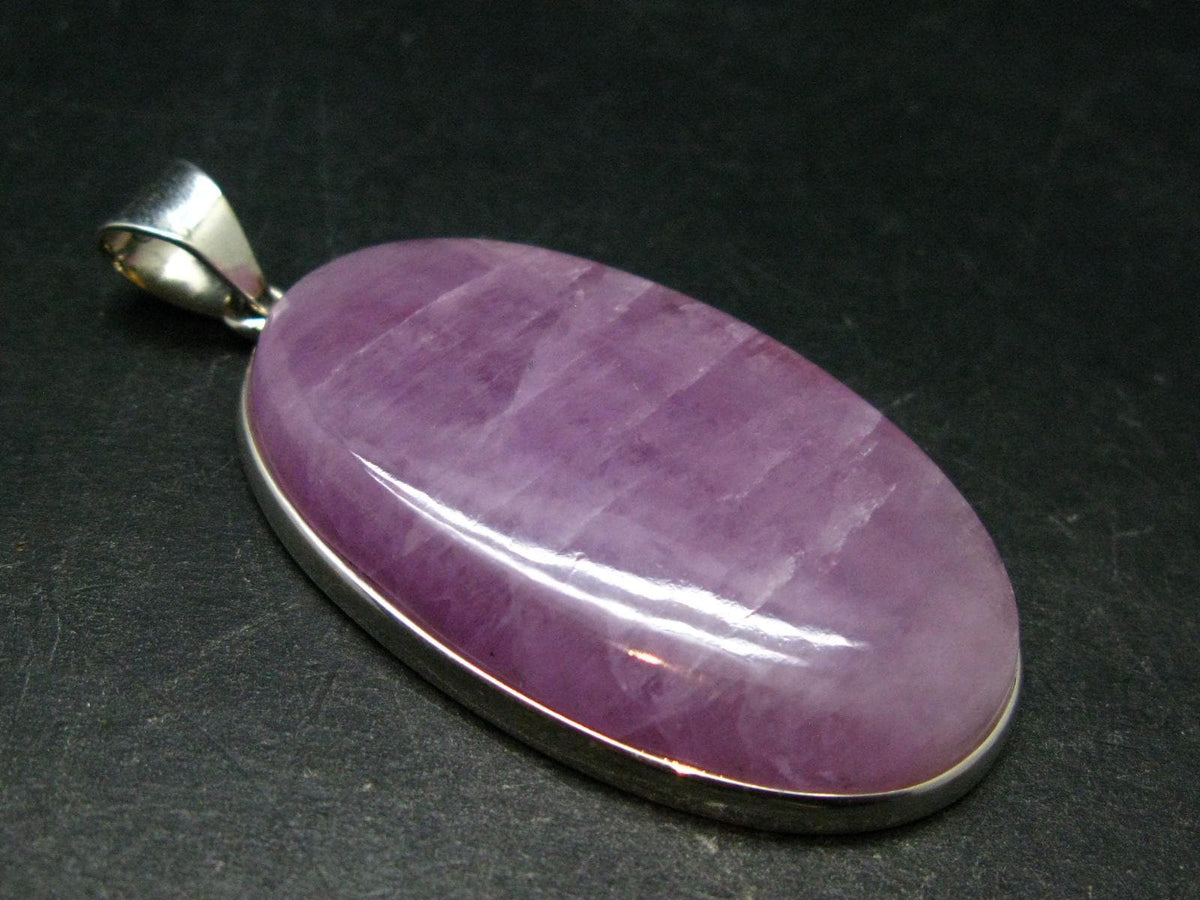 Gem Kunzite Spodumene Pendant in SS From Brazil - 2.5" - 25.77 Grams