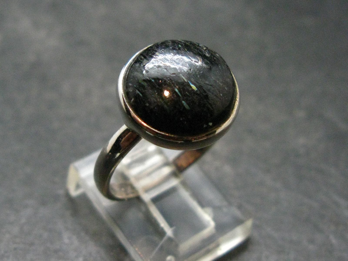 Real!! Very Rare Nuumite Nuummite Sterling Silver Ring from Greenland - 4.0 Grams - Size 7.75