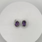 Classic Amethyst Stud Earrings – Sterling Silver – Oval Cut Gemstones - Weight 7.13