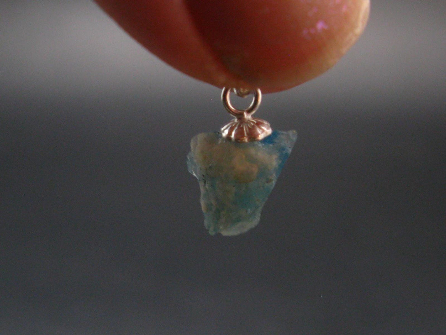 Rare Raw Blue Euclase Gem Crystal Silver Pendant from Zimbabwe - 0.5" - 0.57 Grams